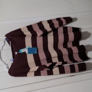 Market & Spruce Tawnee Cotton Blend Stitch Pullover Sweater- Burgundy